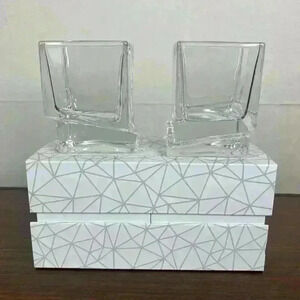 Set of 2 JoyJolt Carre Whiskey Old Fashioned Glasses Double Square Model JG10226
